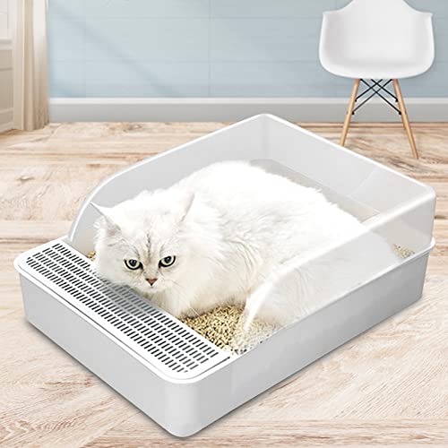 Katzenklo Haustierkatze Wurf Box Halbeinschluss mit abnehmbarem Deckel spritzwasserfest Kunststoffkatze-WC mit Scoop-Katzen-Wurf-Tabletts-Haustiervorräte Cat Litter Box (Size : S) von HJXX