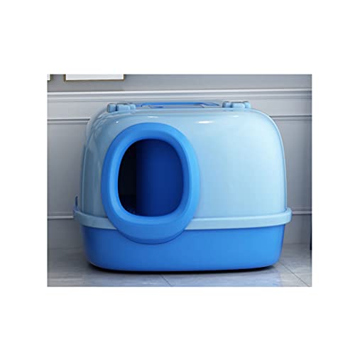 Katzenklo Korridor-Typ Vollständig geschlossene große Katze-Wurf-Box spritzwasserfest und geruchsresistente große Toilette mit Deckel und Griffkatze-Töpfchen-Katzenversorgung Cat Litter Box von HJXX