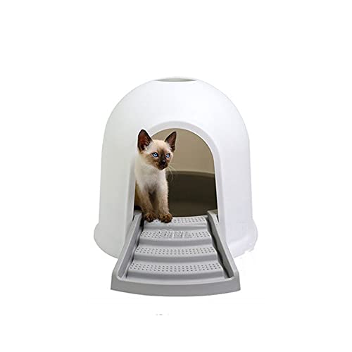Katzenklo Oval Cat Wurf Box Großer komplett geschlossener Deodorant und spritzwassergeschützte Steppet Pet Cat Toilettenablage Cat Litter Box von HJXX