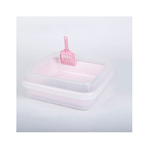 Katzentoilette, groß, halbgeschlossen, spritzwassergeschützt, abnehmbare Katzentoilette, einfache Bettpfanne, leicht zu reinigende Katzentoilette (Farbe: Rosa) von HJXX