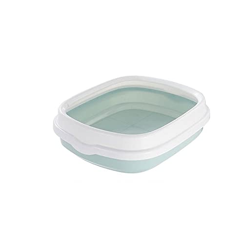 Katzentoilette, halbgeschlossene Katzentoilette mit Schaufel, spritzwassergeschützt, Katzentoilette, abnehmbare Katzentoilette, leicht zu reinigende Katzentoilette (Farbe: Blau, Größe: B) von HJXX