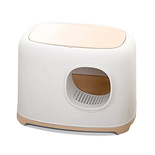 Katzentoilette voll verdeckte Katzentoilette für Katzen mit großer Kapazität mit Schaufel. Kann den oberen Deckel für Katzen anheben ca. 10 kg Katzenkatze (Farbe: khaki) von HJXX