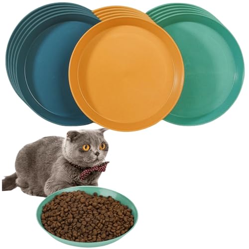 HJYDGJ Flach Futterschale, 12 Stück Trinkschale Oval, 3 Farben Silikonnapf Breit, Futternapf Für Katzen, Futterschale Flach (Grün, Gelb, Blau) von HJYDGJ