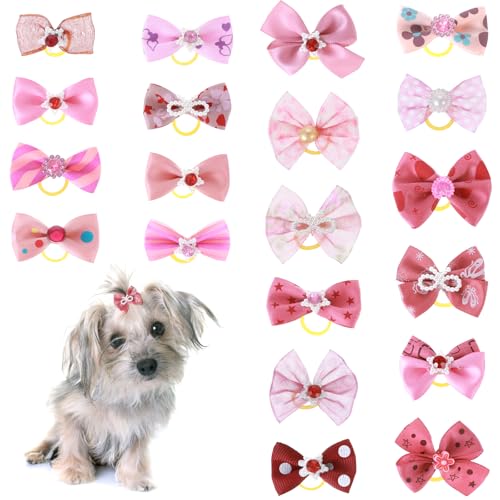 HJZHII 20 Stück Hundehaarschleifen, kleine Größe, mit Gummibändern, elastische Perle, Hundehaarpflege, Haustierhaar-Zubehör, Schleifen für kleine, mittelgroße Hunde, Urlaub, tägliches Haustierzubehör HJZHII 20 Stück Hundehaarschleifen, kleine Größe, mit Gummibändern, elastische Perle, Hundehaarpflege, Haustierhaar-Zubehör, Schleifen für kleine, mittelgroße Hunde, Urlaub, tägliches Haustierzubehör von HJZHII