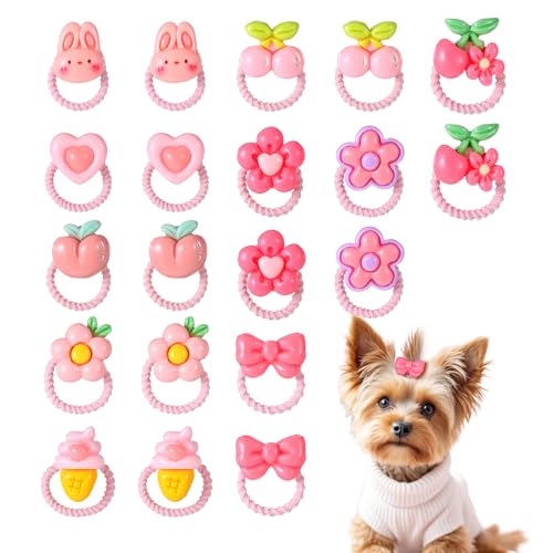 HJZHII 20 Stück Hundehaarschleifen, niedliche Welpenschleifen, Blumenball, Schleife, Band, Kaninchen, Apfel, Kirschform, Hundehaar-Zubehör mit Gummi, für Yorkie, Malteser, Mädchen, weibliches Zubehör HJZHII 20 Stück Hundehaarschleifen, niedliche Welpenschleifen, Blumenball, Schleife, Band, Kaninchen, Apfel, Kirschform, Hundehaar-Zubehör mit Gummi, für Yorkie, Malteser, Mädchen, weibliches Zubehör von HJZHII