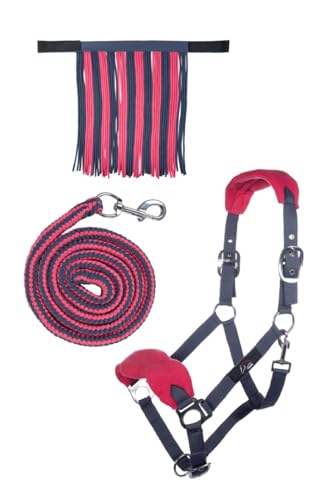 HKM 4057052289460 Halfter Mit Strick Karabiner & Fliegenfransen9539 Grau/Pink warmblut von HKM