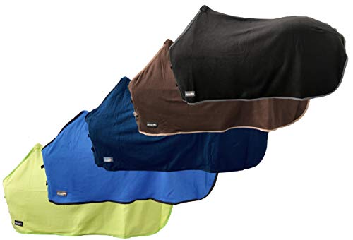 RL24 - Abschwitzdecke Basicline – Pferdedecke mit Schweifkordel, Widerristpolster & Metallverschluss – atmungsaktive Fleecedecke – Pferde Zubehör – Transportdecke in Dunkelbraun – 55cm von RL24