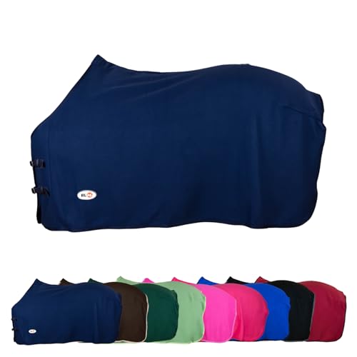 RL24 - Abschwitzdecke Basicline – Pferdedecke mit Schweifkordel, Widerristpolster & Metallverschluss – atmungsaktive Fleecedecke – Pferde Zubehör – Transportdecke in Dunkelblau – 85cm von RL24