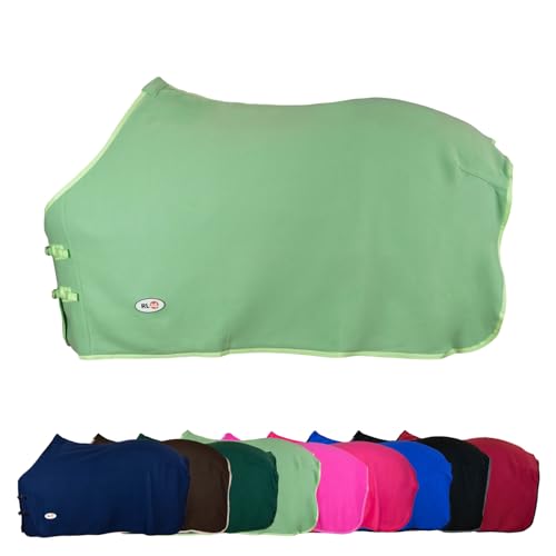 RL24 - Abschwitzdecke Basicline – Pferdedecke mit Schweifkordel, Widerristpolster & Metallverschluss – atmungsaktive Fleecedecke – Pferde Zubehör – Transportdecke in Hellgrün – 85cm von RL24