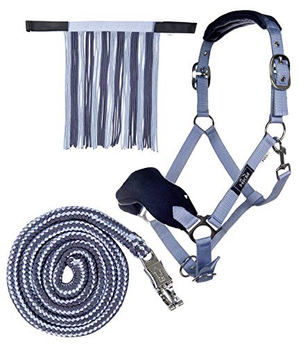 HKM 10734 Halfterset, Halfter Fliegenfransen Strick 180cm Panikhaken, Pony VB WB von HKM