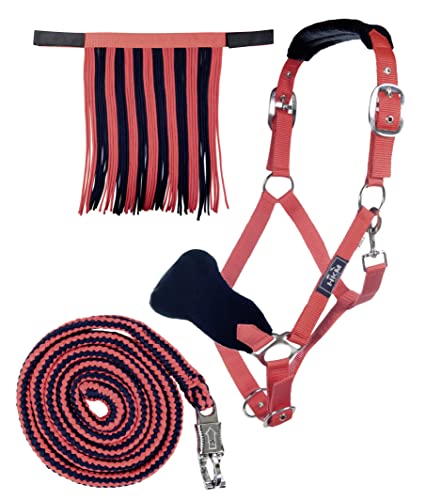 HKM 10734 Halfterset, Halfter Fliegenfransen Strick 180cm Panikhaken, Pony VB WB von HKM