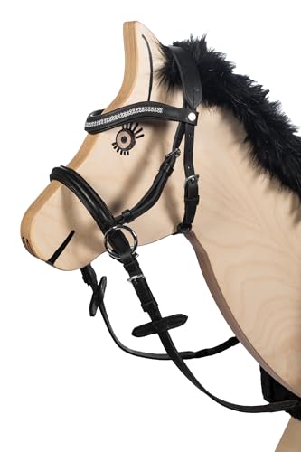 HKM 9209 Gebisslose Trense Funny Horses - Spielzeugtrense Holzpferde Schwarz, Shetty von HKM