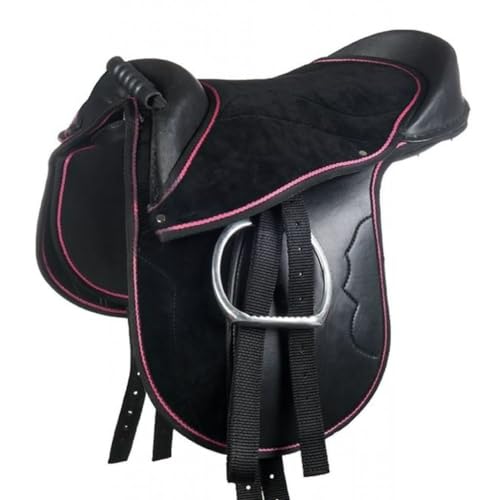 Funny Horses HKM 9384 Shettysattel-Set, Shetty Sattel Steigbügel Knieklötze Schwarz/Pink 12", 1 Stück (1er Pack) Funny Horses HKM 9384 Shettysattel-Set, Shetty Sattel Steigbügel Knieklötze Schwarz/Pink 12", 1 Stück (1er Pack) von Funny Horses