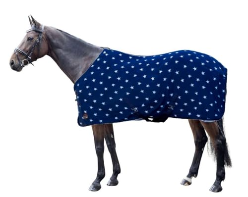 HKM Abschwitzdecke Starry Sky mit Kreuzgurten - 8387 blau mit Sternenmuster (165) von HKM
