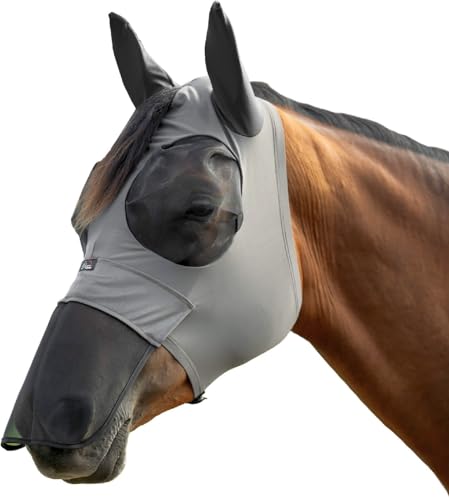 HKM Elastic Fliegenschutzmaske mit Nüsternschutz, Schlammgrau, XL von HKM