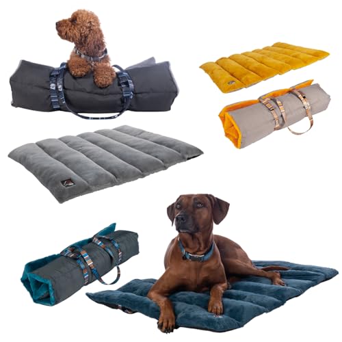 HKM Hundedecke für unterwegs, Hundematte, Reisedecke Hund. wasserdichte Unterseite für den Einsatz als Hundeliege Outdoor. (Schwarz/Grau, S) von HKM