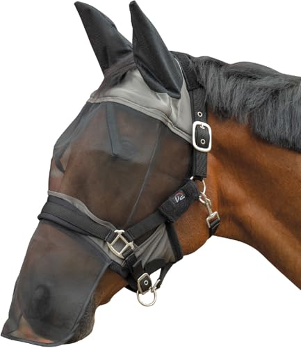 HKM Premium Fliegenschutzmaske mit Nüsternschutz, Schlammgrau, Shetty von HKM