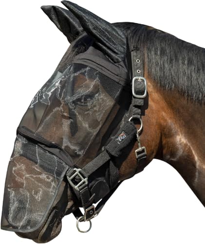 HKM Premium Fliegenschutzmaske mit Nüsternschutz, Schwarz, Mini Shetty von HKM