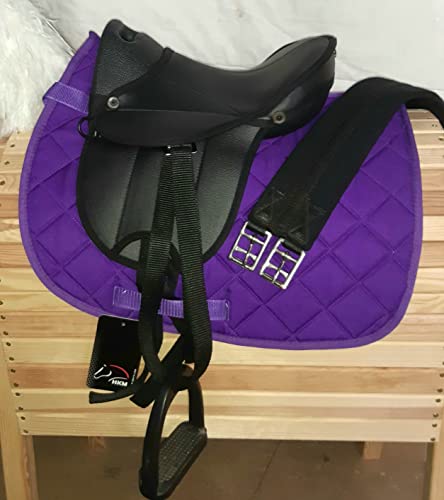 HKM Shettysattel Set inkl. Zubehör Shetty Sattel auch toll für Holzpferd (schwarz/lila) von HKM