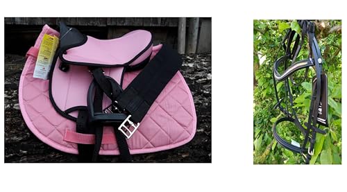 HKM Shettysattel Set pink inkl. Funny Trense mit Strass Steinen und Zügeln - Holzpferd Sattel HKM Shettysattel Set pink inkl. Funny Trense mit Strass Steinen und Zügeln - Holzpferd Sattel von HKM