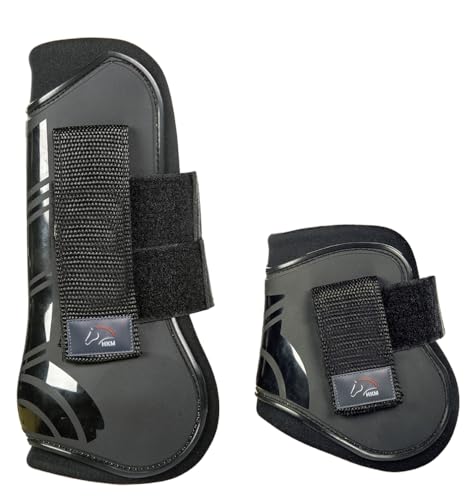 HKM Sports Equipment Springgamaschen und Streichkappen, 4er Set -Genua-, grassgrün/schwarz, Warmblut Gamasche-9199 von HKM