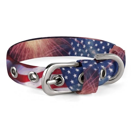 Hundehalsband, Feuerwerk, amerikanische Flagge, 4. Juli, bedrucktes Haustierhalsband, verstellbar, geeignet für kleine und mittelgroße Hunde, Katzen Hundehalsband, Feuerwerk, amerikanische Flagge, 4. Juli, bedrucktes Haustierhalsband, verstellbar, geeignet für kleine und mittelgroße Hunde, Katzen von HKMNTGD