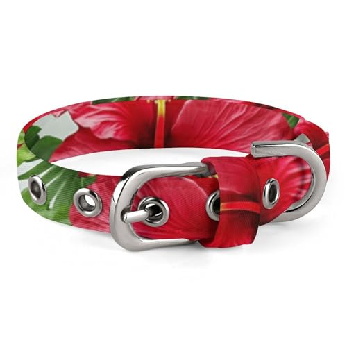Hundehalsband, Hibiskusblumen-Druck, verstellbares Haustierhalsband, geeignet für kleine und mittelgroße Hunde, Katzen Hundehalsband, Hibiskusblumen-Druck, verstellbares Haustierhalsband, geeignet für kleine und mittelgroße Hunde, Katzen von HKMNTGD