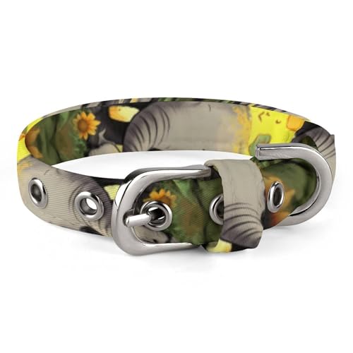 Hundehalsband, Motiv: Mutter und Baby, Elefant, Sonnenblumen, bedruckt, verstellbares Haustierhalsband, geeignet für kleine und mittelgroße Hunde, Katzen Hundehalsband, Motiv: Mutter und Baby, Elefant, Sonnenblumen, bedruckt, verstellbares Haustierhalsband, geeignet für kleine und mittelgroße Hunde, Katzen von HKMNTGD