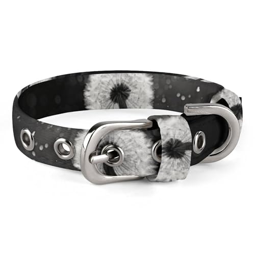 Hundehalsband, Pusteblumen-Motiv, schwarz und weiß, bedruckt, verstellbar, geeignet für kleine und mittelgroße Hunde, Katzen Hundehalsband, Pusteblumen-Motiv, schwarz und weiß, bedruckt, verstellbar, geeignet für kleine und mittelgroße Hunde, Katzen von HKMNTGD