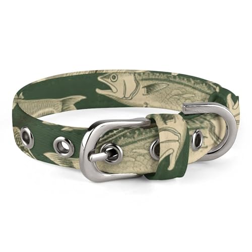 Hundehalsband, Retro-Fisch-Druck, verstellbares Haustierhalsband, geeignet für kleine und mittelgroße Hunde, Katzen Hundehalsband, Retro-Fisch-Druck, verstellbares Haustierhalsband, geeignet für kleine und mittelgroße Hunde, Katzen von HKMNTGD