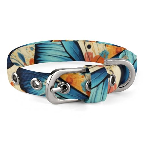 Hundehalsband, Schmetterlingsmotiv, verstellbar, geeignet für kleine und mittelgroße Hunde, Katzen Hundehalsband, Schmetterlingsmotiv, verstellbar, geeignet für kleine und mittelgroße Hunde, Katzen von HKMNTGD