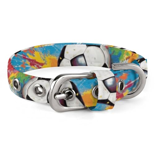 Hundehalsband, Sport-Fußball-Druck, verstellbares Haustierhalsband, geeignet für kleine und mittelgroße Hunde, Katzen Hundehalsband, Sport-Fußball-Druck, verstellbares Haustierhalsband, geeignet für kleine und mittelgroße Hunde, Katzen von HKMNTGD