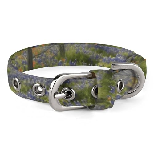 Hundehalsband, Texas Bluebonnets, Landschaft, bedrucktes Haustierhalsband, verstellbar, geeignet für kleine und mittelgroße Hunde, Katzen Hundehalsband, Texas Bluebonnets, Landschaft, bedrucktes Haustierhalsband, verstellbar, geeignet für kleine und mittelgroße Hunde, Katzen von HKMNTGD