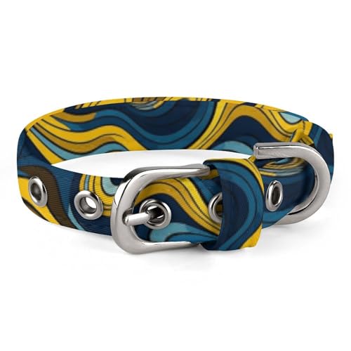 Hundehalsband, Wellenmuster, bedrucktes Haustierhalsband, verstellbar, geeignet für kleine und mittelgroße Hunde, Katzen Hundehalsband, Wellenmuster, bedrucktes Haustierhalsband, verstellbar, geeignet für kleine und mittelgroße Hunde, Katzen von HKMNTGD