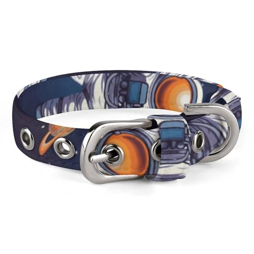 Hundehalsband, Weltraum-Astronauten-Druck, verstellbares Haustierhalsband, geeignet für kleine und mittelgroße Hunde, Katzen Hundehalsband, Weltraum-Astronauten-Druck, verstellbares Haustierhalsband, geeignet für kleine und mittelgroße Hunde, Katzen von HKMNTGD