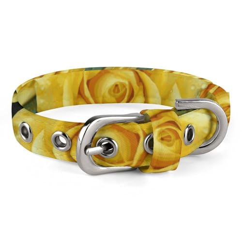 Hundehalsband, anmutiges gelbes Rosenmuster, verstellbares Haustierhalsband, geeignet für kleine und mittelgroße Hunde, Katzen Hundehalsband, anmutiges gelbes Rosenmuster, verstellbares Haustierhalsband, geeignet für kleine und mittelgroße Hunde, Katzen von HKMNTGD