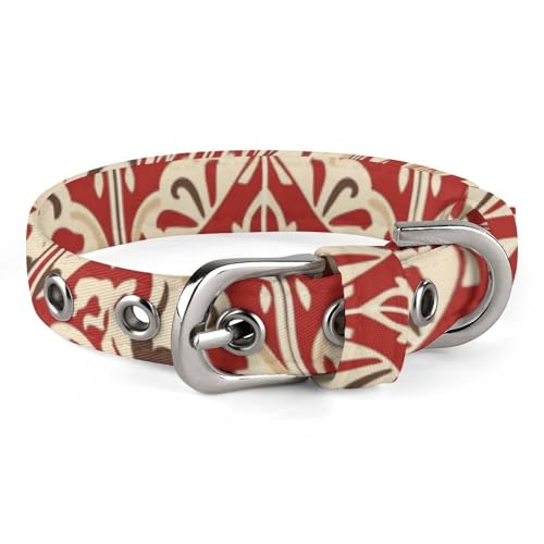 Hundehalsband, bedruckt in Rot und Beige, verstellbares Haustierhalsband, geeignet für kleine und mittelgroße Hunde, Katzen Hundehalsband, bedruckt in Rot und Beige, verstellbares Haustierhalsband, geeignet für kleine und mittelgroße Hunde, Katzen von HKMNTGD