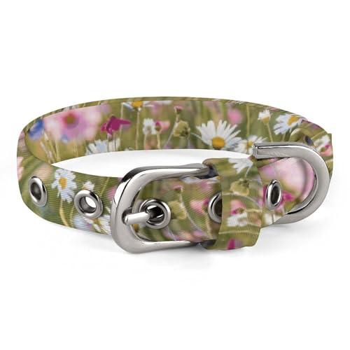 Hundehalsband, bedruckt mit Blumen im Feld, verstellbares Haustierhalsband, geeignet für kleine und mittelgroße Hunde, Katzen Hundehalsband, bedruckt mit Blumen im Feld, verstellbares Haustierhalsband, geeignet für kleine und mittelgroße Hunde, Katzen von HKMNTGD