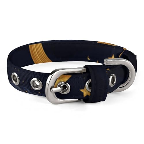 Hundehalsband, bedruckt mit Sternen und Mond, verstellbares Haustierhalsband, geeignet für kleine und mittelgroße Hunde, Katzen Hundehalsband, bedruckt mit Sternen und Mond, verstellbares Haustierhalsband, geeignet für kleine und mittelgroße Hunde, Katzen von HKMNTGD