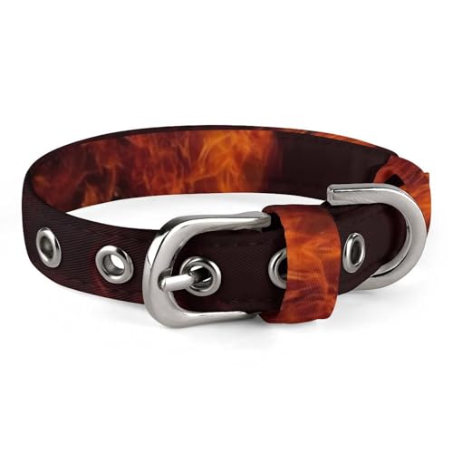 Hundehalsband, bedruckt mit tanzendem Feuer, verstellbares Haustierhalsband, geeignet für kleine und mittelgroße Hunde, Katzen Hundehalsband, bedruckt mit tanzendem Feuer, verstellbares Haustierhalsband, geeignet für kleine und mittelgroße Hunde, Katzen von HKMNTGD