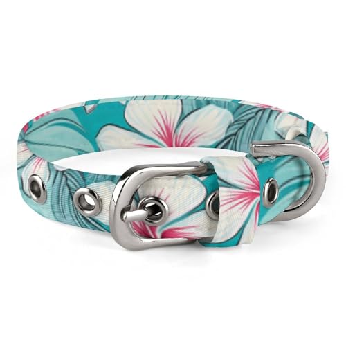 Hundehalsband, bedruckt mit tropischen Hibiskusblumen, verstellbares Haustierhalsband, geeignet für kleine und mittelgroße Hunde, Katzen Hundehalsband, bedruckt mit tropischen Hibiskusblumen, verstellbares Haustierhalsband, geeignet für kleine und mittelgroße Hunde, Katzen von HKMNTGD