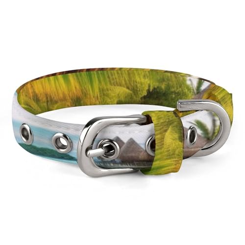 Hundehalsband, bedruckt mit tropischer Strandlandschaft, verstellbares Haustierhalsband, geeignet für kleine und mittelgroße Hunde, Katzen Hundehalsband, bedruckt mit tropischer Strandlandschaft, verstellbares Haustierhalsband, geeignet für kleine und mittelgroße Hunde, Katzen von HKMNTGD