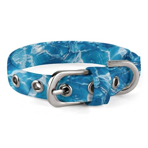 Hundehalsband, blaue Wasserwellen, bedruckt, verstellbares Haustierhalsband, geeignet für kleine und mittelgroße Hunde, Katzen Hundehalsband, blaue Wasserwellen, bedruckt, verstellbares Haustierhalsband, geeignet für kleine und mittelgroße Hunde, Katzen von HKMNTGD