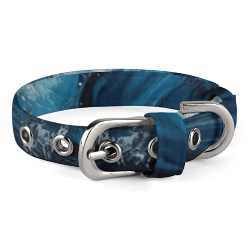 Hundehalsband, blaue Wellenmalerei, bedrucktes Haustierhalsband, verstellbar, geeignet für kleine und mittelgroße Hunde, Katzen Hundehalsband, blaue Wellenmalerei, bedrucktes Haustierhalsband, verstellbar, geeignet für kleine und mittelgroße Hunde, Katzen von HKMNTGD