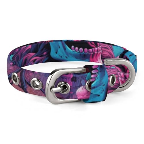 Hundehalsband, farbiges Totenkopfbild, bedrucktes Haustierhalsband, verstellbar, geeignet für kleine und mittelgroße Hunde, Katzen Hundehalsband, farbiges Totenkopfbild, bedrucktes Haustierhalsband, verstellbar, geeignet für kleine und mittelgroße Hunde, Katzen von HKMNTGD