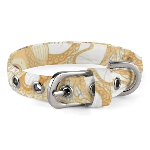 Hundehalsband, hellgelbes Fischmuster, verstellbares Haustierhalsband, geeignet für kleine und mittelgroße Hunde, Katzen Hundehalsband, hellgelbes Fischmuster, verstellbares Haustierhalsband, geeignet für kleine und mittelgroße Hunde, Katzen von HKMNTGD
