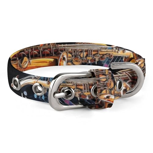 Hundehalsband, mit Saxophon- und Klavierdruck, verstellbares Haustierhalsband, geeignet für kleine und mittelgroße Hunde, Katzen Hundehalsband, mit Saxophon- und Klavierdruck, verstellbares Haustierhalsband, geeignet für kleine und mittelgroße Hunde, Katzen von HKMNTGD