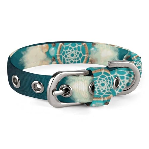 Hundehalsband, mit Traumfänger-Federdruck, verstellbares Haustierhalsband, geeignet für kleine und mittelgroße Hunde, Katzen Hundehalsband, mit Traumfänger-Federdruck, verstellbares Haustierhalsband, geeignet für kleine und mittelgroße Hunde, Katzen von HKMNTGD