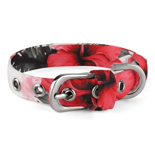 Hundehalsband, mit rotem Hibiskus bedruckt, verstellbares Haustierhalsband, geeignet für kleine und mittelgroße Hunde, Katzen Hundehalsband, mit rotem Hibiskus bedruckt, verstellbares Haustierhalsband, geeignet für kleine und mittelgroße Hunde, Katzen von HKMNTGD