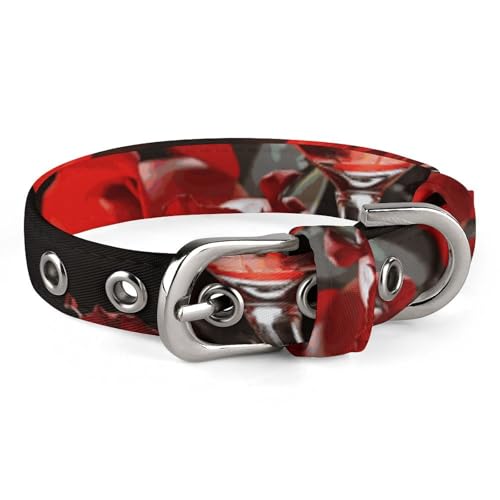 Hundehalsband, rotes Weinglas und Kerze, bedrucktes Haustierhalsband, verstellbar, geeignet für kleine und mittelgroße Hunde, Katzen Hundehalsband, rotes Weinglas und Kerze, bedrucktes Haustierhalsband, verstellbar, geeignet für kleine und mittelgroße Hunde, Katzen von HKMNTGD